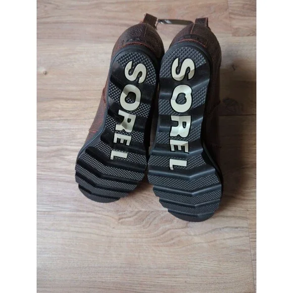 Sorel Joan of Arctic Wedge III Brown Tumbled Leather Chelsea Boots Womens 7